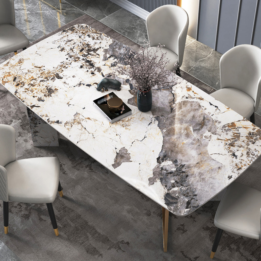 Glam Style 1/4/5/6/7 Pieces Dining Set Rectangle Sintered Stone Dining Table Set Clearhalo 'Dining Room Sets' 'Dining Tables & Seating' 'dining_room_set' 'furn' 'furn_dining_room_set' 'Furniture' 'furniture_dining_room_set' 'Kitchen & Dining Furniture' 'kitchen&dining_furn' 'kitchen' 4640195