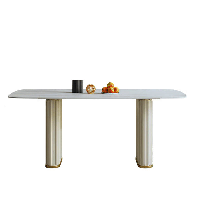 1/2/5/7 Pieces Dining Set Glam Style Rectangle Sintered Stone Dining Table Set White 70.9"L x 35.4"W Clearhalo 'Dining Room Sets' 'Dining Tables & Seating' 'dining_room_set' 'furn' 'furn_dining_room_set' 'Furniture' 'furniture_dining_room_set' 'Kitchen & Dining Furniture' 'kitchen&dining_furn' 'kitchen' 4640206