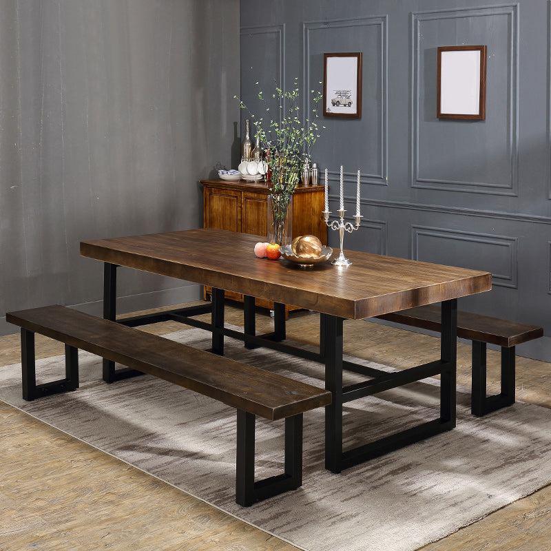 Industrial 1/2/3/5 Pieces Dining Table Set Solid Wood Top Dining Table and Chairs Clearhalo 'Dining Room Sets' 'Dining Tables & Seating' 'dining_room_set' 'furn' 'furn_dining_room_set' 'Furniture' 'furniture_dining_room_set' 'Kitchen & Dining Furniture' 'kitchen&dining_furn' 'kitchen' 4640215