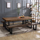 Industrial 1/2/3/5 Pieces Dining Table Set Solid Wood Top Dining Table and Chairs 3 Pieces: Table, 2 Benches Clearhalo 'Dining Room Sets' 'Dining Tables & Seating' 'dining_room_set' 'furn' 'furn_dining_room_set' 'Furniture' 'furniture_dining_room_set' 'Kitchen & Dining Furniture' 'kitchen&dining_furn' 'kitchen' 4640220