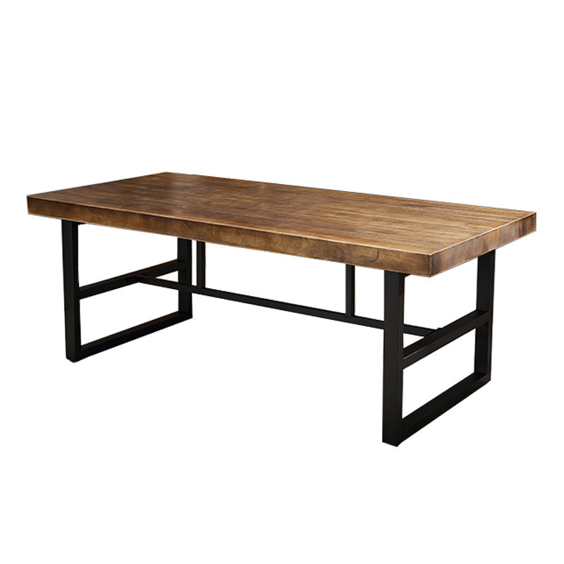 Industrial 1/2/3/5 Pieces Dining Table Set Solid Wood Top Dining Table and Chairs Brown 79"L x 31"W Clearhalo 'Dining Room Sets' 'Dining Tables & Seating' 'dining_room_set' 'furn' 'furn_dining_room_set' 'Furniture' 'furniture_dining_room_set' 'Kitchen & Dining Furniture' 'kitchen&dining_furn' 'kitchen' 4640222