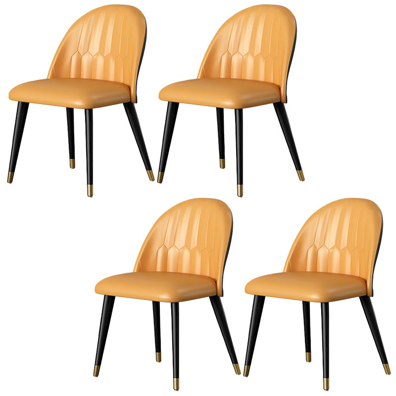 1/4/5/7 Pieces Dining Room Set Contemporary Rectangle Dining Table Set 4 Orange Chairs Clearhalo 'Dining Room Sets' 'Dining Tables & Seating' 'dining_room_set' 'furn' 'furn_dining_room_set' 'Furniture' 'furniture_dining_room_set' 'Kitchen & Dining Furniture' 'kitchen&dining_furn' 'kitchen' 4640262