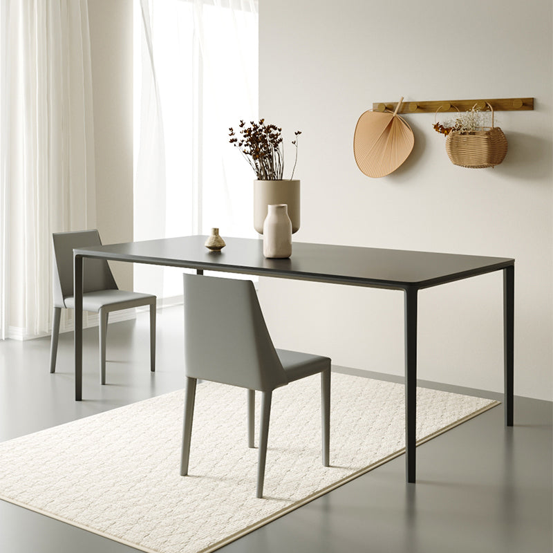 Modern 1/3/4 Pieces Dining Set Rectangle Sintered Stone Dining Table for Dining Room 3 Pieces: Black Table, 2 Grey Chairs Clearhalo 'Dining Room Sets' 'Dining Tables & Seating' 'dining_room_set' 'furn' 'furn_dining_room_set' 'Furniture' 'furniture_dining_room_set' 'Kitchen & Dining Furniture' 'kitchen&dining_furn' 'kitchen' 4640298