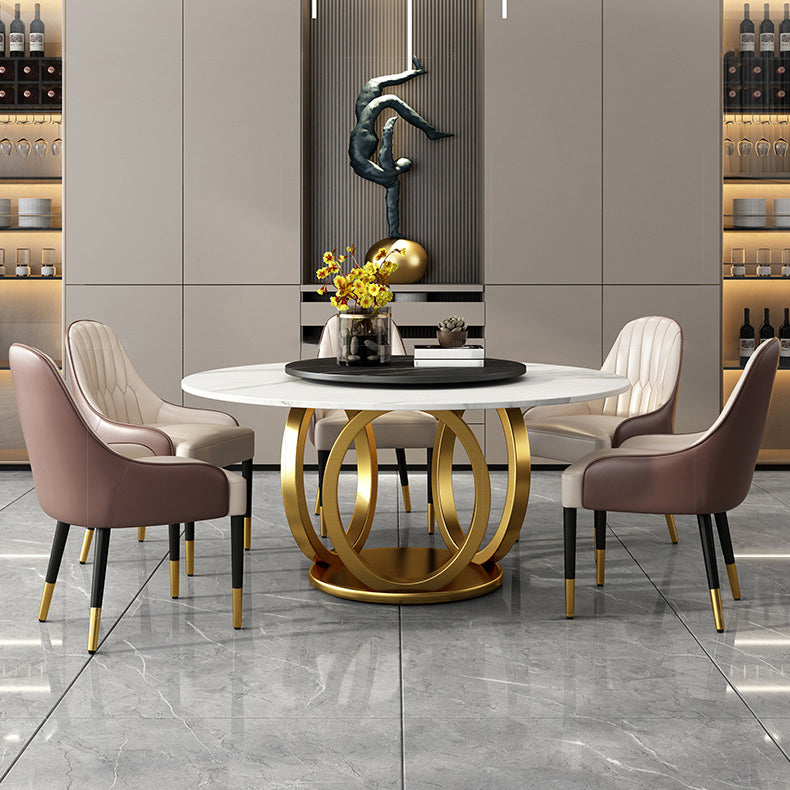 1/2/5/6/7 Pieces Round Modern Marble Furniture Standard Height Dining Table Set 6 Pieces: Table, 5 Chairs Clearhalo 'Dining Room Sets' 'Dining Tables & Seating' 'dining_room_set' 'furn' 'furn_dining_room_set' 'Furniture' 'furniture_dining_room_set' 'Kitchen & Dining Furniture' 'kitchen&dining_furn' 'kitchen' 4640319