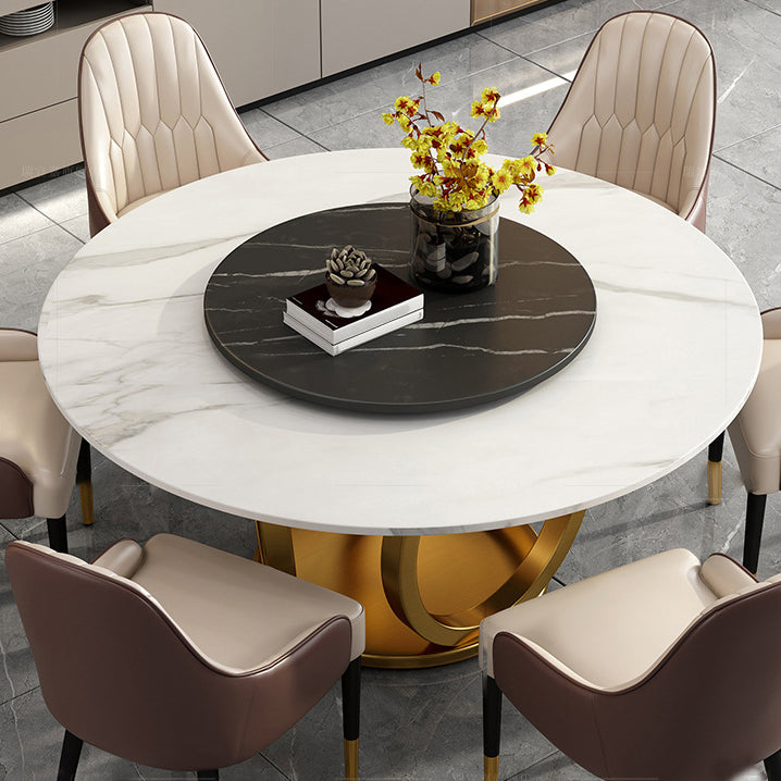 1/2/5/6/7 Pieces Round Modern Marble Furniture Standard Height Dining Table Set Clearhalo 'Dining Room Sets' 'Dining Tables & Seating' 'dining_room_set' 'furn' 'furn_dining_room_set' 'Furniture' 'furniture_dining_room_set' 'Kitchen & Dining Furniture' 'kitchen&dining_furn' 'kitchen' 4640321