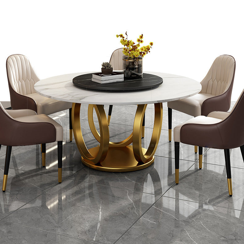 1/2/5/6/7 Pieces Round Modern Marble Furniture Standard Height Dining Table Set 5 Pieces: Table, 4 Chairs Clearhalo 'Dining Room Sets' 'Dining Tables & Seating' 'dining_room_set' 'furn' 'furn_dining_room_set' 'Furniture' 'furniture_dining_room_set' 'Kitchen & Dining Furniture' 'kitchen&dining_furn' 'kitchen' 4640323