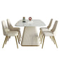 Nordic 1/4/5/6/7 Pieces Furniture Sintered Stone Dining Table Set with Leather Chairs 5 Pieces: Table, 4 Chairs Clearhalo 'Dining Room Sets' 'Dining Tables & Seating' 'dining_room_set' 'furn' 'furn_dining_room_set' 'Furniture' 'furniture_dining_room_set' 'Kitchen & Dining Furniture' 'kitchen&dining_furn' 'kitchen' 4640345