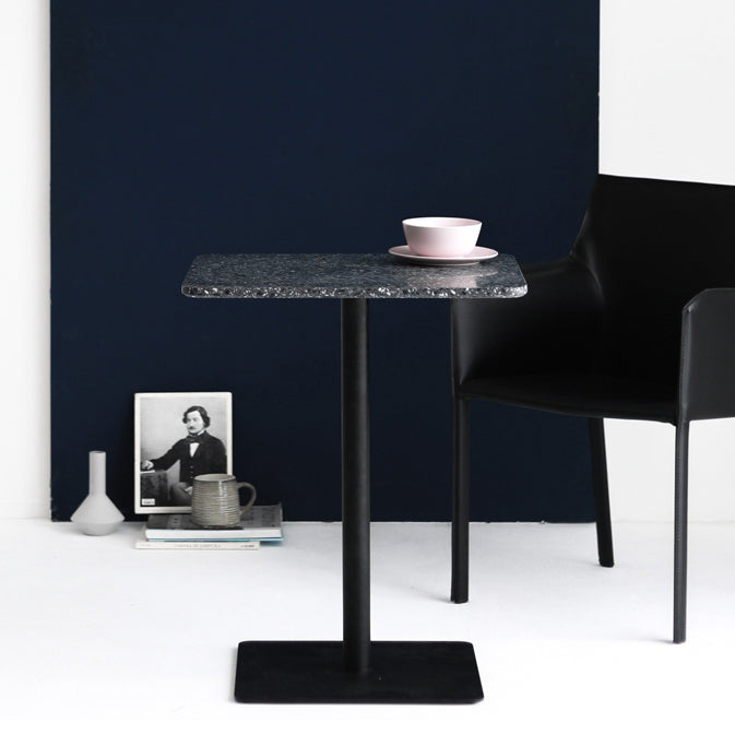 Square Pedestal Dinner Table Industrial Style Stone Dining Table for Home Black 27.6"L x 27.6"W x 29.5"H Without Chairs Clearhalo ' dining_table' 'Dining Tables & Seating' 'Dining Tables' 'furn' 'furn_dining_table' 'Furniture' 'furniture_dining_table' 'Kitchen & Dining Furniture' 'kitchen&dining_furn' 'kitchen' 'kitchen_dining_table' 4640355
