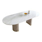 Oval Double Pedestal Glam Dining Table White Tone Fixed Table with Sintered Stone White Without Chairs Clearhalo ' dining_table' 'Dining Tables & Seating' 'Dining Tables' 'furn' 'furn_dining_table' 'Furniture' 'furniture_dining_table' 'Kitchen & Dining Furniture' 'kitchen&dining_furn' 'kitchen' 'kitchen_dining_table' 4640370