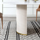Oval Double Pedestal Glam Dining Table White Tone Fixed Table with Sintered Stone Clearhalo ' dining_table' 'Dining Tables & Seating' 'Dining Tables' 'furn' 'furn_dining_table' 'Furniture' 'furniture_dining_table' 'Kitchen & Dining Furniture' 'kitchen&dining_furn' 'kitchen' 'kitchen_dining_table' 4640373