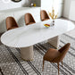 Oval Double Pedestal Glam Dining Table White Tone Fixed Table with Sintered Stone Clearhalo ' dining_table' 'Dining Tables & Seating' 'Dining Tables' 'furn' 'furn_dining_table' 'Furniture' 'furniture_dining_table' 'Kitchen & Dining Furniture' 'kitchen&dining_furn' 'kitchen' 'kitchen_dining_table' 4640378