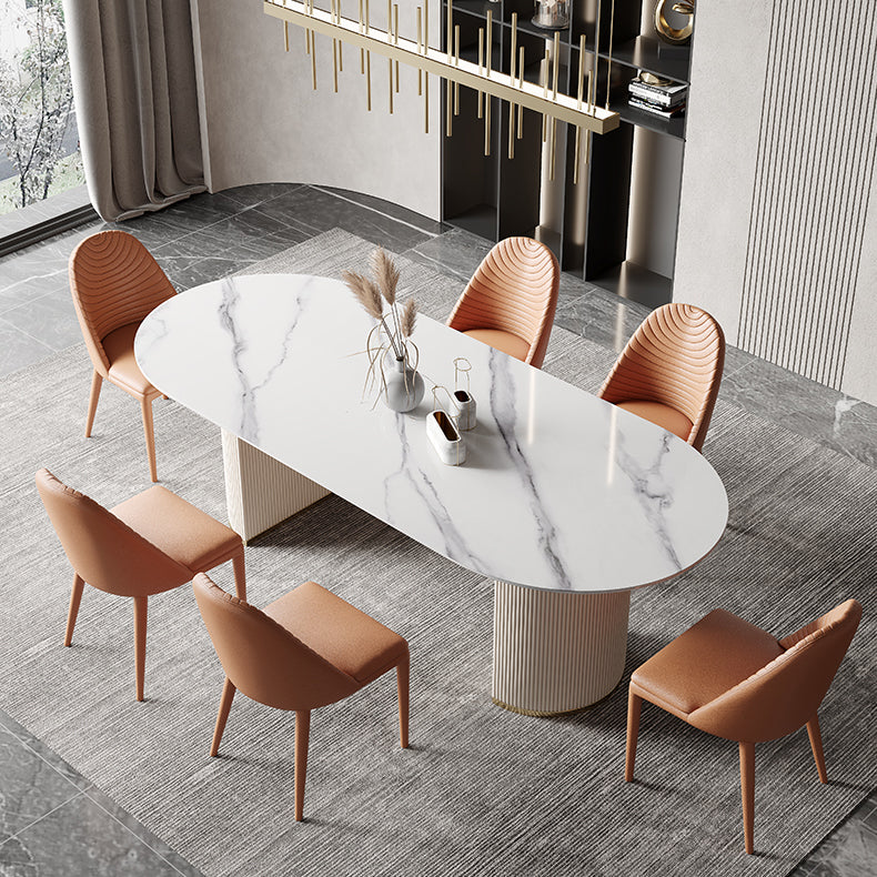 Oval Double Pedestal Furniture Traditional Luxury Dining Site Table for Home White Without Chairs Clearhalo ' dining_table' 'Dining Tables & Seating' 'Dining Tables' 'furn' 'furn_dining_table' 'Furniture' 'furniture_dining_table' 'Kitchen & Dining Furniture' 'kitchen&dining_furn' 'kitchen' 'kitchen_dining_table' 4640402