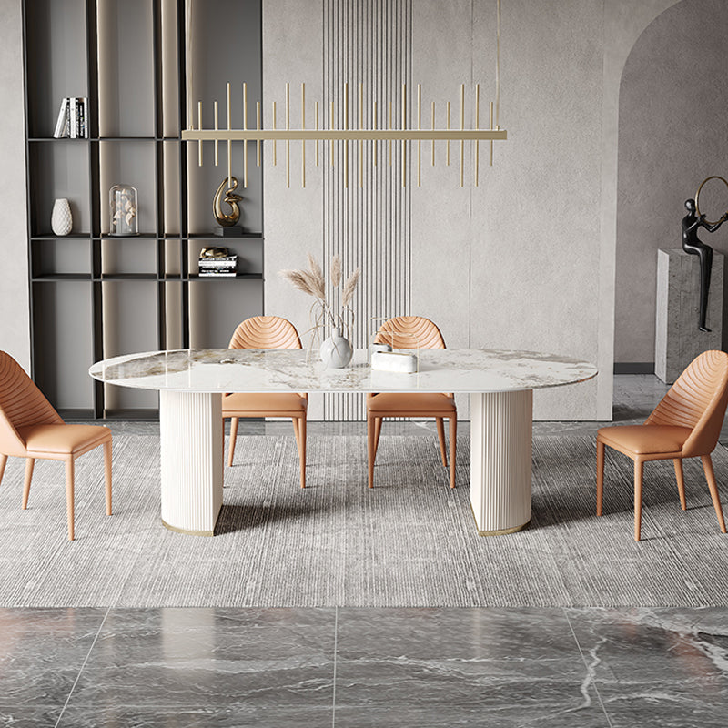 Oval Double Pedestal Furniture Traditional Luxury Dining Site Table for Home Pandora Gold 63"L x 31.5"W x 29.5"H Without Chairs Clearhalo ' dining_table' 'Dining Tables & Seating' 'Dining Tables' 'furn' 'furn_dining_table' 'Furniture' 'furniture_dining_table' 'Kitchen & Dining Furniture' 'kitchen&dining_furn' 'kitchen' 'kitchen_dining_table' 4640405