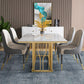 Metal Traditional Luxury Rectangle Dining Table White Top Indoor Table with Pedestal Base Without Chairs Clearhalo ' dining_table' 'Dining Tables & Seating' 'Dining Tables' 'furn' 'furn_dining_table' 'Furniture' 'furniture_dining_table' 'Kitchen & Dining Furniture' 'kitchen&dining_furn' 'kitchen' 'kitchen_dining_table' 4640416