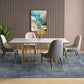 Metal Traditional Luxury Rectangle Dining Table White Top Indoor Table with Pedestal Base Stone 70.9"L x 35.4"W x 29.5"H Without Chairs Clearhalo ' dining_table' 'Dining Tables & Seating' 'Dining Tables' 'furn' 'furn_dining_table' 'Furniture' 'furniture_dining_table' 'Kitchen & Dining Furniture' 'kitchen&dining_furn' 'kitchen' 'kitchen_dining_table' 4640417