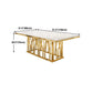 Metal Traditional Luxury Rectangle Dining Table White Top Indoor Table with Pedestal Base Clearhalo ' dining_table' 'Dining Tables & Seating' 'Dining Tables' 'furn' 'furn_dining_table' 'Furniture' 'furniture_dining_table' 'Kitchen & Dining Furniture' 'kitchen&dining_furn' 'kitchen' 'kitchen_dining_table' 4640420