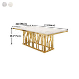 Metal Traditional Luxury Rectangle Dining Table White Top Indoor Table with Pedestal Base Clearhalo ' dining_table' 'Dining Tables & Seating' 'Dining Tables' 'furn' 'furn_dining_table' 'Furniture' 'furniture_dining_table' 'Kitchen & Dining Furniture' 'kitchen&dining_furn' 'kitchen' 'kitchen_dining_table' 4640423