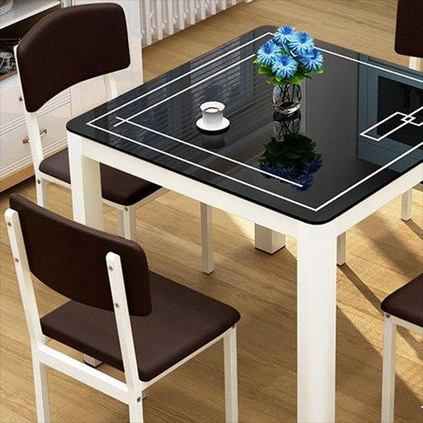 Industrial Style Square Dinner Table Glass Dining Site Table with 4 Legs Clearhalo ' dining_table' 'Dining Tables & Seating' 'Dining Tables' 'furn' 'furn_dining_table' 'Furniture' 'furniture_dining_table' 'Kitchen & Dining Furniture' 'kitchen&dining_furn' 'kitchen' 'kitchen_dining_table' 4640429