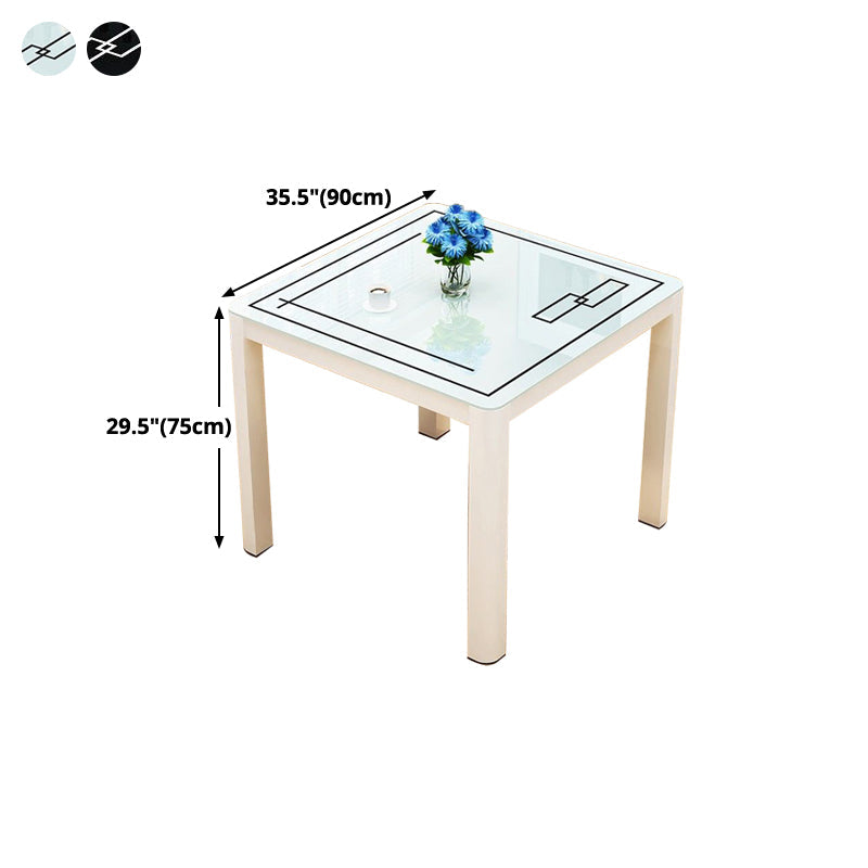 Industrial Style Square Dinner Table Glass Dining Site Table with 4 Legs Clearhalo ' dining_table' 'Dining Tables & Seating' 'Dining Tables' 'furn' 'furn_dining_table' 'Furniture' 'furniture_dining_table' 'Kitchen & Dining Furniture' 'kitchen&dining_furn' 'kitchen' 'kitchen_dining_table' 4640432