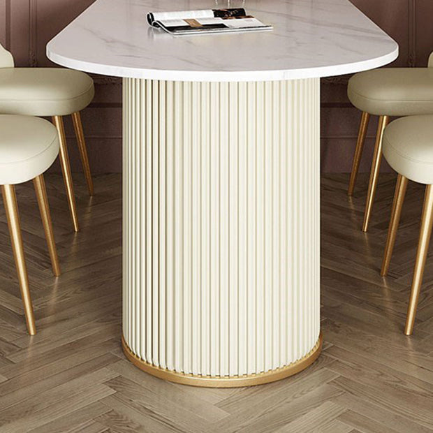 Minimalist White Irregular Dining Table Sintered Stone Standard Dining Table for Kitchen Clearhalo ' dining_table' 'Dining Tables & Seating' 'Dining Tables' 'furn' 'furn_dining_table' 'Furniture' 'furniture_dining_table' 'Kitchen & Dining Furniture' 'kitchen&dining_furn' 'kitchen' 'kitchen_dining_table' 4640442