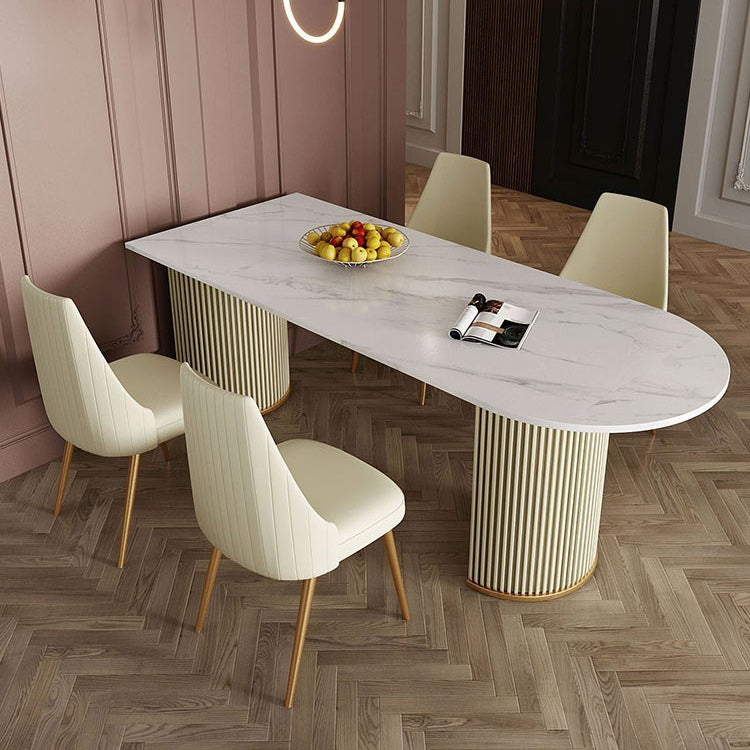 Minimalist White Irregular Dining Table Sintered Stone Standard Dining Table for Kitchen Clearhalo ' dining_table' 'Dining Tables & Seating' 'Dining Tables' 'furn' 'furn_dining_table' 'Furniture' 'furniture_dining_table' 'Kitchen & Dining Furniture' 'kitchen&dining_furn' 'kitchen' 'kitchen_dining_table' 4640447