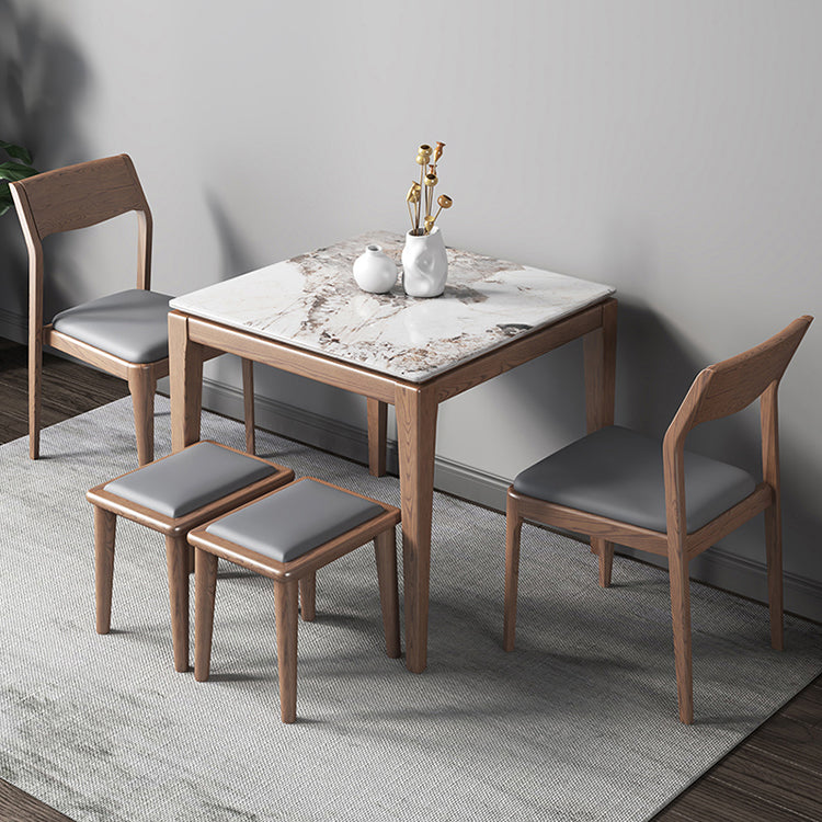 Industrial Style Square Dining Table Stone 4 Legs Dining Site Table for Dining Room Pandora Gold 31.5"L x 31.5"W x 29.5"H Without Chairs Clearhalo ' dining_table' 'Dining Tables & Seating' 'Dining Tables' 'furn' 'furn_dining_table' 'Furniture' 'furniture_dining_table' 'Kitchen & Dining Furniture' 'kitchen&dining_furn' 'kitchen' 'kitchen_dining_table' 4640452