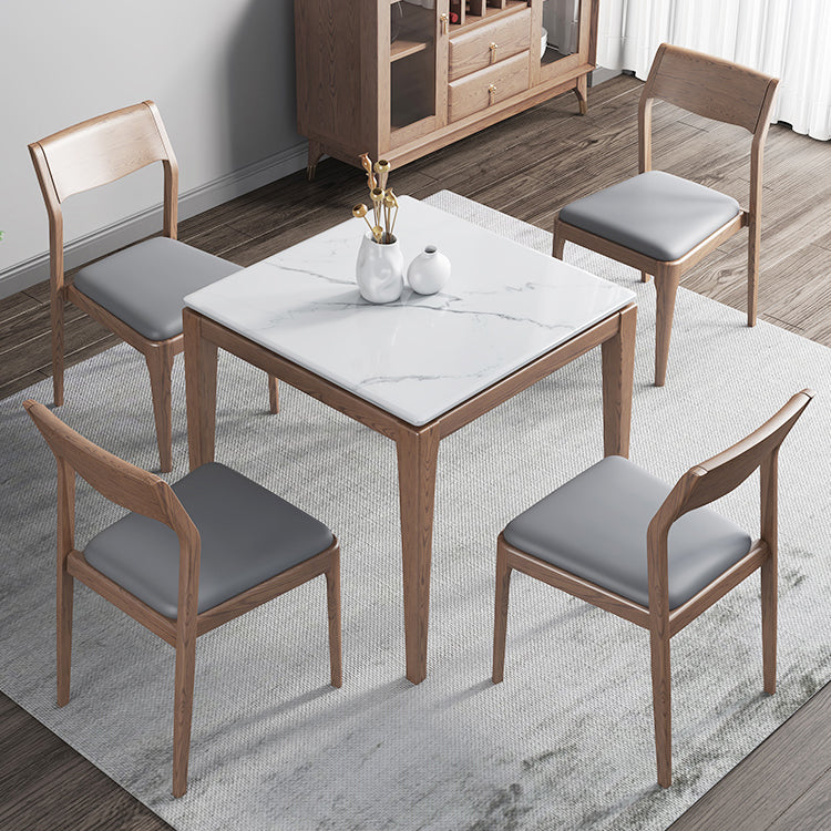 Industrial Style Square Dining Table Stone 4 Legs Dining Site Table for Dining Room White Without Chairs Clearhalo ' dining_table' 'Dining Tables & Seating' 'Dining Tables' 'furn' 'furn_dining_table' 'Furniture' 'furniture_dining_table' 'Kitchen & Dining Furniture' 'kitchen&dining_furn' 'kitchen' 'kitchen_dining_table' 4640453