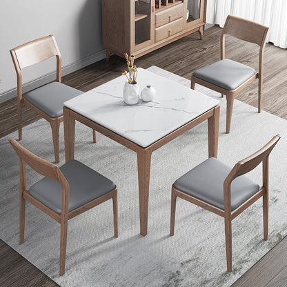 Industrial Style Square Dining Table Stone 4 Legs Dining Site Table for Dining Room White Without Chairs Clearhalo ' dining_table' 'Dining Tables & Seating' 'Dining Tables' 'furn' 'furn_dining_table' 'Furniture' 'furniture_dining_table' 'Kitchen & Dining Furniture' 'kitchen&dining_furn' 'kitchen' 'kitchen_dining_table' 4640453