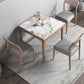 Industrial Style Square Dining Table Stone 4 Legs Dining Site Table for Dining Room Pandora Gold 27.6"L x 27.6"W x 29.5"H Without Chairs Clearhalo ' dining_table' 'Dining Tables & Seating' 'Dining Tables' 'furn' 'furn_dining_table' 'Furniture' 'furniture_dining_table' 'Kitchen & Dining Furniture' 'kitchen&dining_furn' 'kitchen' 'kitchen_dining_table' 4640454