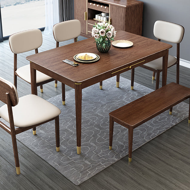 Luxury Walnut Table for Restaurant Rectangle Wooden Dining Table with 4 Legs Brown 63"L x 35.4"W x 29.9"H Without Chairs Clearhalo ' dining_table' 'Dining Tables & Seating' 'Dining Tables' 'furn' 'furn_dining_table' 'Furniture' 'furniture_dining_table' 'Kitchen & Dining Furniture' 'kitchen&dining_furn' 'kitchen' 'kitchen_dining_table' 4640465