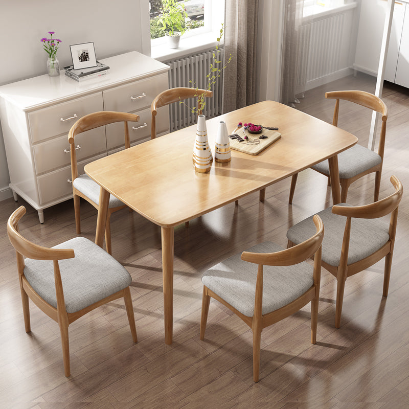 Modern Rubber Wood Table for Restaurant Rectangle Dining Table with 4 Legs Natural 47.2"L x 27.6"W x 29.5"H Without Chairs Clearhalo ' dining_table' 'Dining Tables & Seating' 'Dining Tables' 'furn' 'furn_dining_table' 'Furniture' 'furniture_dining_table' 'Kitchen & Dining Furniture' 'kitchen&dining_furn' 'kitchen' 'kitchen_dining_table' 4640478