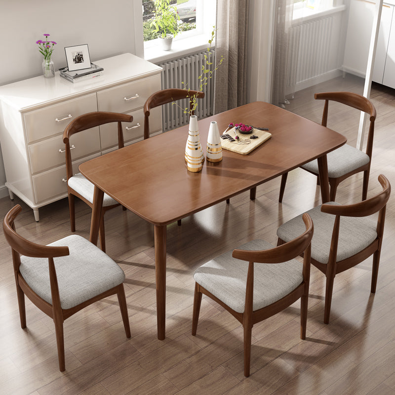 Modern Rubber Wood Table for Restaurant Rectangle Dining Table with 4 Legs Brown Without Chairs Clearhalo ' dining_table' 'Dining Tables & Seating' 'Dining Tables' 'furn' 'furn_dining_table' 'Furniture' 'furniture_dining_table' 'Kitchen & Dining Furniture' 'kitchen&dining_furn' 'kitchen' 'kitchen_dining_table' 4640481