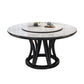 Round Dining Table Modern Dining Table with Wood Pedestal in Black Stone 59.1"L x 59.1"W x 29.9"H Without Chairs Clearhalo ' dining_table' 'Dining Tables & Seating' 'Dining Tables' 'furn' 'furn_dining_table' 'Furniture' 'furniture_dining_table' 'Kitchen & Dining Furniture' 'kitchen&dining_furn' 'kitchen' 'kitchen_dining_table' 4640493