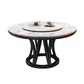 Round Dining Table Modern Dining Table with Wood Pedestal in Black Marble 59.1"L x 59.1"W x 29.9"H Without Chairs Clearhalo ' dining_table' 'Dining Tables & Seating' 'Dining Tables' 'furn' 'furn_dining_table' 'Furniture' 'furniture_dining_table' 'Kitchen & Dining Furniture' 'kitchen&dining_furn' 'kitchen' 'kitchen_dining_table' 4640497