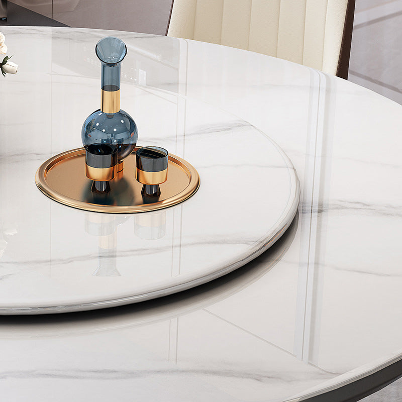 Round Dining Table Modern Dining Table with Wood Pedestal in Black Clearhalo ' dining_table' 'Dining Tables & Seating' 'Dining Tables' 'furn' 'furn_dining_table' 'Furniture' 'furniture_dining_table' 'Kitchen & Dining Furniture' 'kitchen&dining_furn' 'kitchen' 'kitchen_dining_table' 4640498