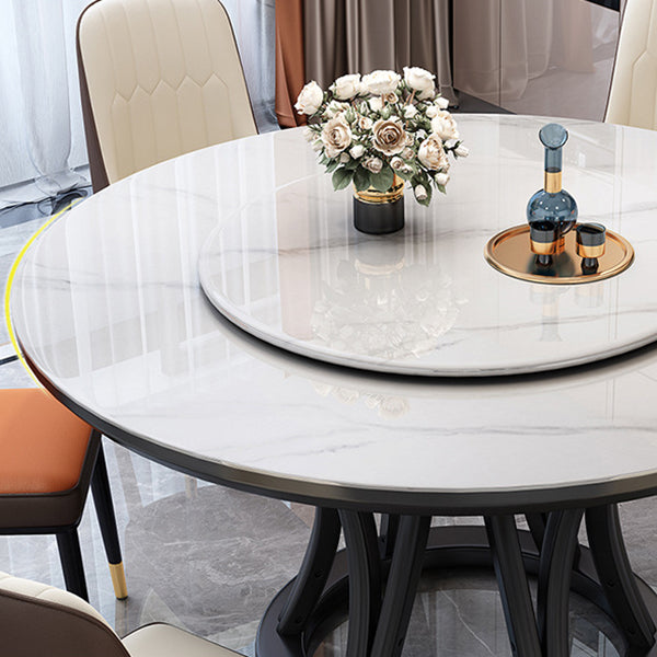 Round Dining Table Modern Dining Table with Wood Pedestal in Black Clearhalo ' dining_table' 'Dining Tables & Seating' 'Dining Tables' 'furn' 'furn_dining_table' 'Furniture' 'furniture_dining_table' 'Kitchen & Dining Furniture' 'kitchen&dining_furn' 'kitchen' 'kitchen_dining_table' 4640500
