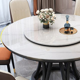 Round Dining Table Modern Dining Table with Wood Pedestal in Black Clearhalo ' dining_table' 'Dining Tables & Seating' 'Dining Tables' 'furn' 'furn_dining_table' 'Furniture' 'furniture_dining_table' 'Kitchen & Dining Furniture' 'kitchen&dining_furn' 'kitchen' 'kitchen_dining_table' 4640500