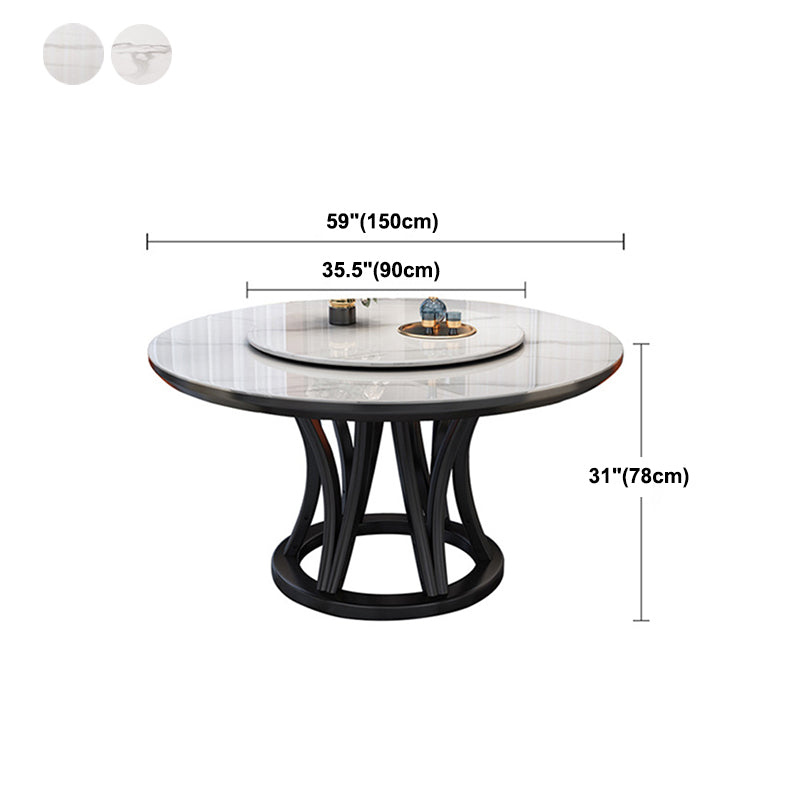 Round Dining Table Modern Dining Table with Wood Pedestal in Black Clearhalo ' dining_table' 'Dining Tables & Seating' 'Dining Tables' 'furn' 'furn_dining_table' 'Furniture' 'furniture_dining_table' 'Kitchen & Dining Furniture' 'kitchen&dining_furn' 'kitchen' 'kitchen_dining_table' 4640509