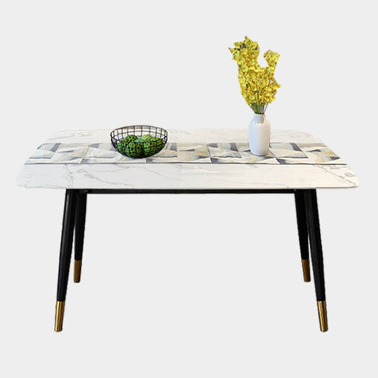 Modern Dining Table White Rectangle Table with 4 Legs for Dining Room Without Chairs