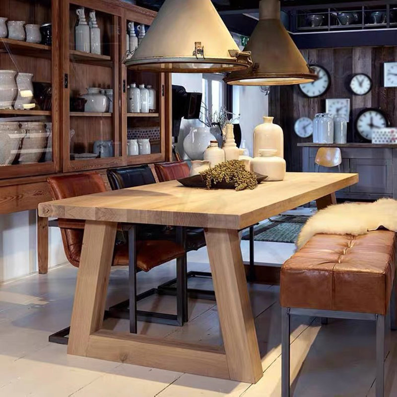 Solid Wood Dining Table Modern Rectangular Table with Pine Wood Sled Base Clearhalo ' dining_table' 'Dining Tables & Seating' 'Dining Tables' 'furn' 'furn_dining_table' 'Furniture' 'furniture_dining_table' 'Kitchen & Dining Furniture' 'kitchen&dining_furn' 'kitchen' 'kitchen_dining_table' 4640534
