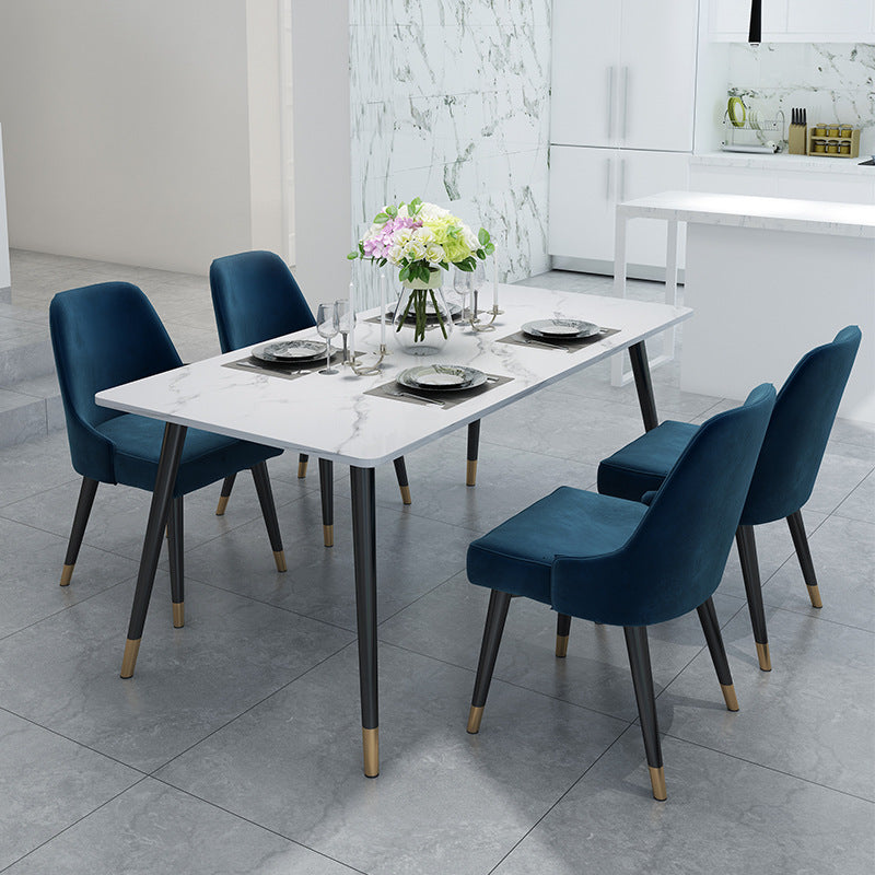 4-foot Stone Table Glam Rectangle Matte Finish Dining Table for Restaurant 70.9"L x 35.4"W x 29.5"H White Clearhalo ' dining_table' 'Dining Tables & Seating' 'Dining Tables' 'Furniture' 'furniture_dining_table' 'Kitchen & Dining Furniture' 'kitchen&dining_furn' 'kitchen' 'kitchen_dining_table' 4640543