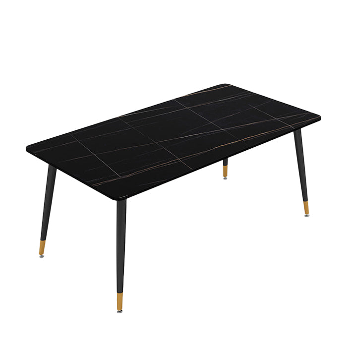 4-foot Stone Table Glam Rectangle Matte Finish Dining Table for Restaurant Black Clearhalo ' dining_table' 'Dining Tables & Seating' 'Dining Tables' 'Furniture' 'furniture_dining_table' 'Kitchen & Dining Furniture' 'kitchen&dining_furn' 'kitchen' 'kitchen_dining_table' 4640546