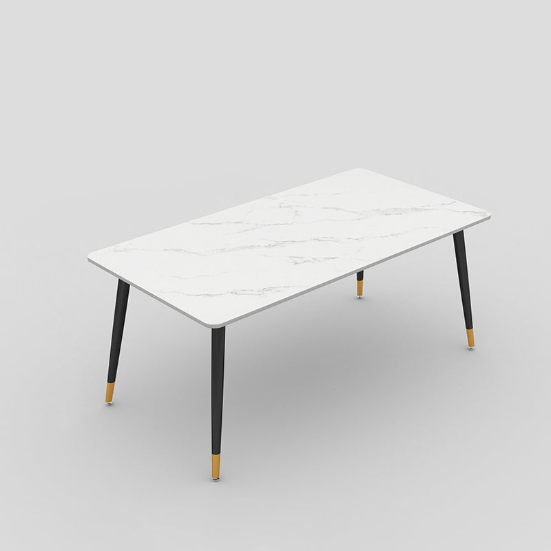 4-foot Stone Table Glam Rectangle Matte Finish Dining Table for Restaurant White Clearhalo ' dining_table' 'Dining Tables & Seating' 'Dining Tables' 'Furniture' 'furniture_dining_table' 'Kitchen & Dining Furniture' 'kitchen&dining_furn' 'kitchen' 'kitchen_dining_table' 4640551