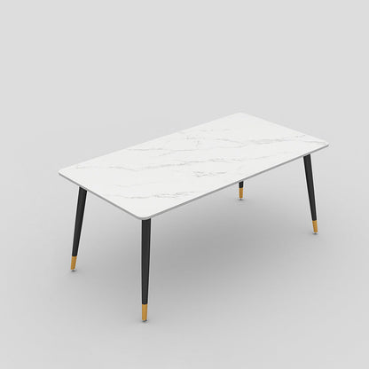 4-foot Stone Table Glam Rectangle Matte Finish Dining Table for Restaurant White Clearhalo ' dining_table' 'Dining Tables & Seating' 'Dining Tables' 'Furniture' 'furniture_dining_table' 'Kitchen & Dining Furniture' 'kitchen&dining_furn' 'kitchen' 'kitchen_dining_table' 4640551