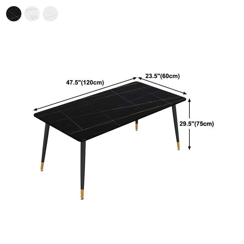 4-foot Stone Table Glam Rectangle Matte Finish Dining Table for Restaurant Clearhalo ' dining_table' 'Dining Tables & Seating' 'Dining Tables' 'Furniture' 'furniture_dining_table' 'Kitchen & Dining Furniture' 'kitchen&dining_furn' 'kitchen' 'kitchen_dining_table' 4640557