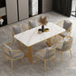 Glam Stone Double Pedestal Dining Table Matte Finish Rectangle Table for Kitchen Clearhalo ' dining_table' 'Dining Tables & Seating' 'Dining Tables' 'furn' 'furn_dining_table' 'Furniture' 'furniture_dining_table' 'Kitchen & Dining Furniture' 'kitchen&dining_furn' 'kitchen' 'kitchen_dining_table' 4640569