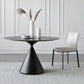 Modern Stone Round Table Matte Finish Pedestal Dining Table for Kitchen Black 51.2"L x 51.2"W x 29.5"H Without Chairs Clearhalo ' dining_table' 'Dining Tables & Seating' 'Dining Tables' 'furn' 'furn_dining_table' 'Furniture' 'furniture_dining_table' 'Kitchen & Dining Furniture' 'kitchen&dining_furn' 'kitchen' 'kitchen_dining_table' 4640579