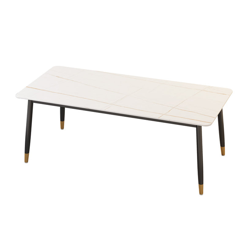 Modern Matte Finish Faux Marble Table Rectangle 4 Legs Dining Table White Gold Without Chairs Clearhalo ' dining_table' 'Dining Tables & Seating' 'Dining Tables' 'furn' 'furn_dining_table' 'Furniture' 'furniture_dining_table' 'Kitchen & Dining Furniture' 'kitchen&dining_furn' 'kitchen' 'kitchen_dining_table' 4640622