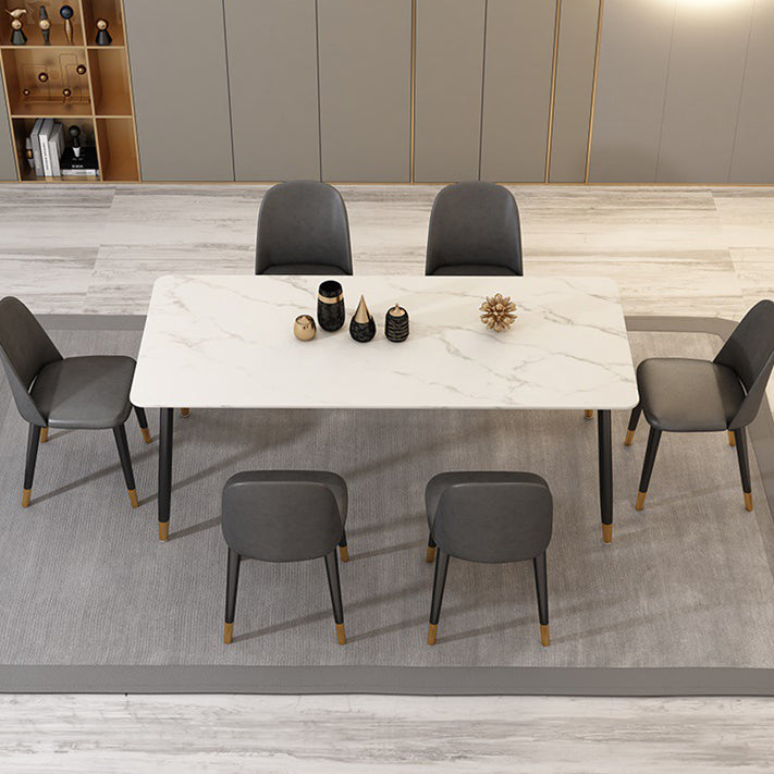 Modern Matte Finish Faux Marble Table Rectangle 4 Legs Dining Table Clearhalo ' dining_table' 'Dining Tables & Seating' 'Dining Tables' 'furn' 'furn_dining_table' 'Furniture' 'furniture_dining_table' 'Kitchen & Dining Furniture' 'kitchen&dining_furn' 'kitchen' 'kitchen_dining_table' 4640626