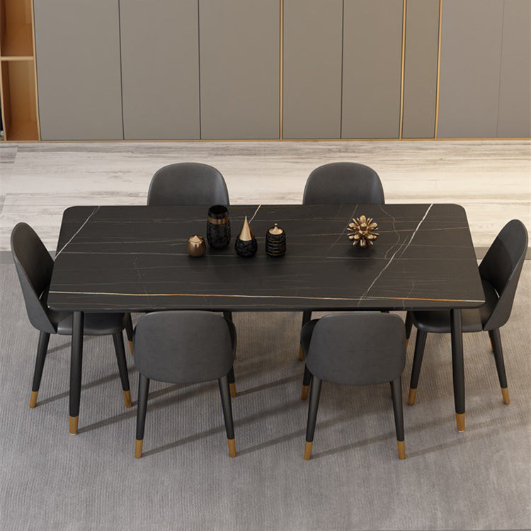 Modern Matte Finish Faux Marble Table Rectangle 4 Legs Dining Table Clearhalo ' dining_table' 'Dining Tables & Seating' 'Dining Tables' 'furn' 'furn_dining_table' 'Furniture' 'furniture_dining_table' 'Kitchen & Dining Furniture' 'kitchen&dining_furn' 'kitchen' 'kitchen_dining_table' 4640627
